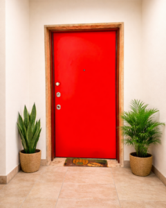 Safem - Serramenti Torino - Porta blindata con pannello laccato rosso